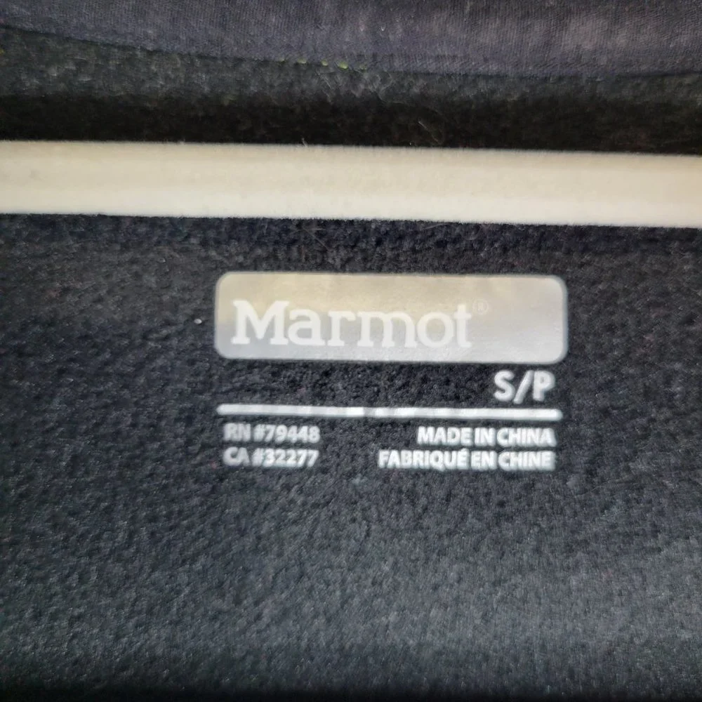 Marmot Men's Small Jacket Coat Black Green Full Zip Polartec - Picture 9 of 11